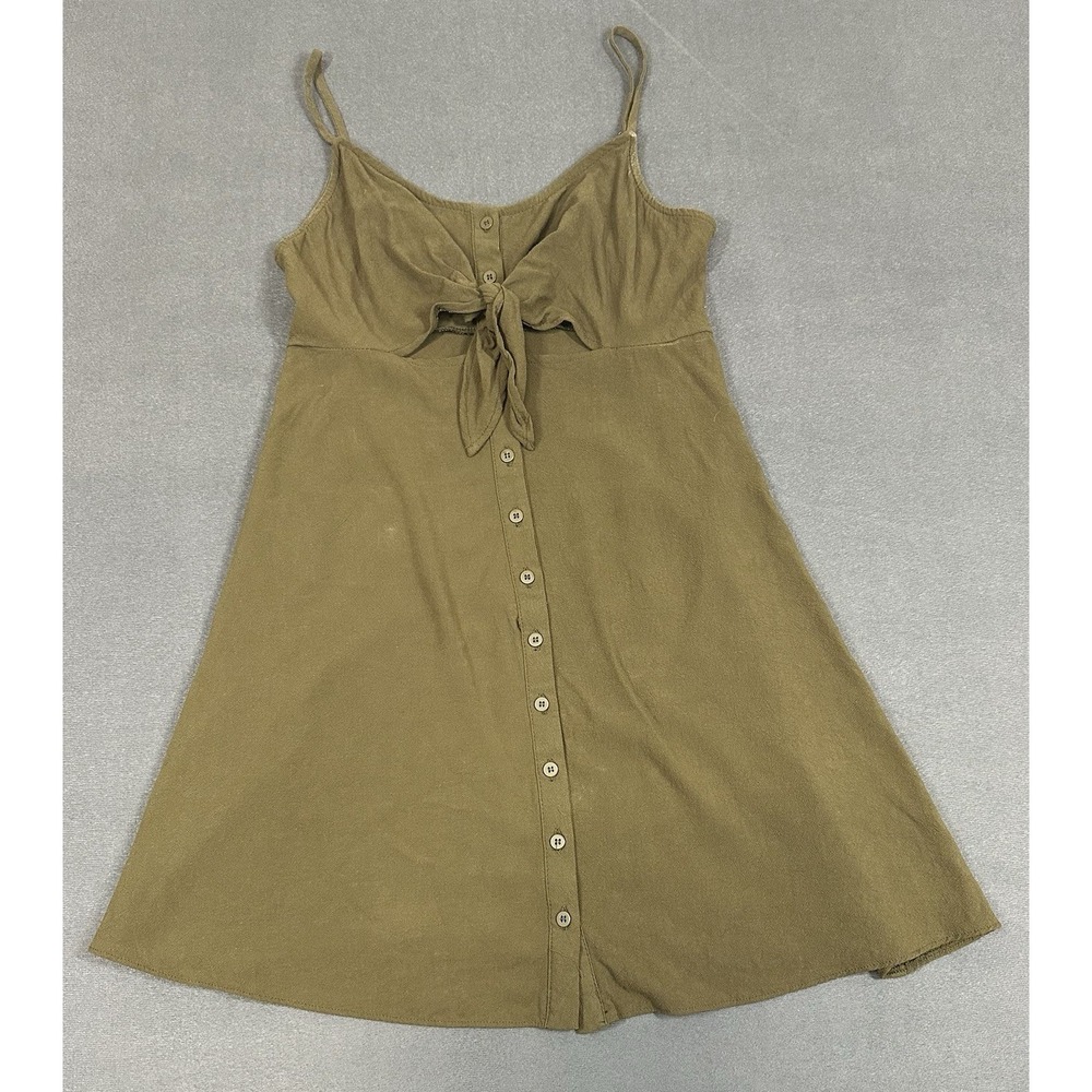 Topshop Front Keyhole Dress Size 4 Green Button Up Y2K